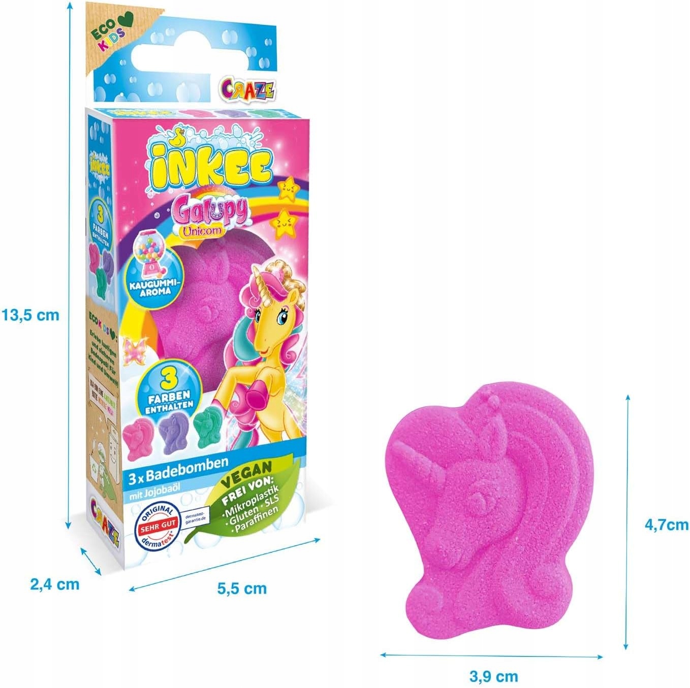 Craze INKEE Galupy Unicorn kule do kąpieli dla dzieci 3x15 g olejek jojoba 13f407fd7797decf64d3ee3f099aa8f6