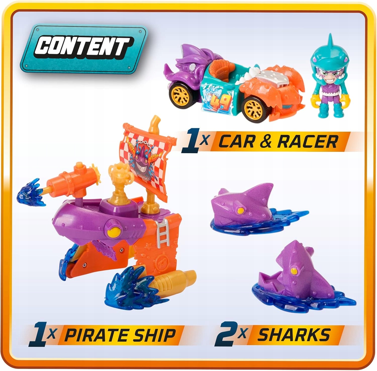 T-Racers Pirate Shark Attack Zestaw Statek Piracki Wyrzutnia Magic Box 3+ f5160d35f791443ee75936819262d41f