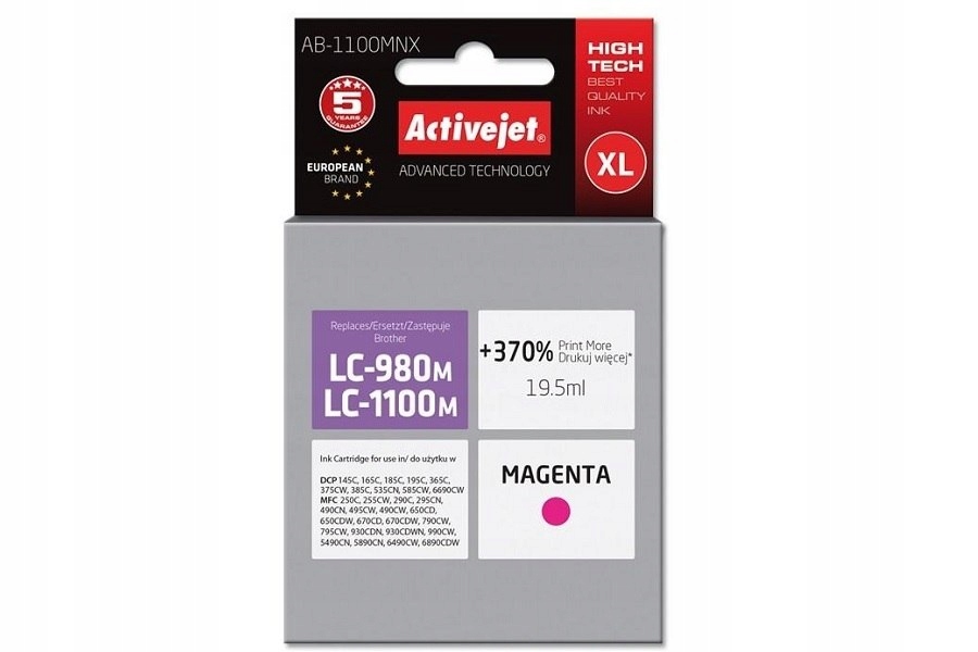 Tusz ActiveJet do Brother LC-1100M LC-980M czerwony (magenta) do Drukarki 8753e57d1014d90242883e2ec142f05f