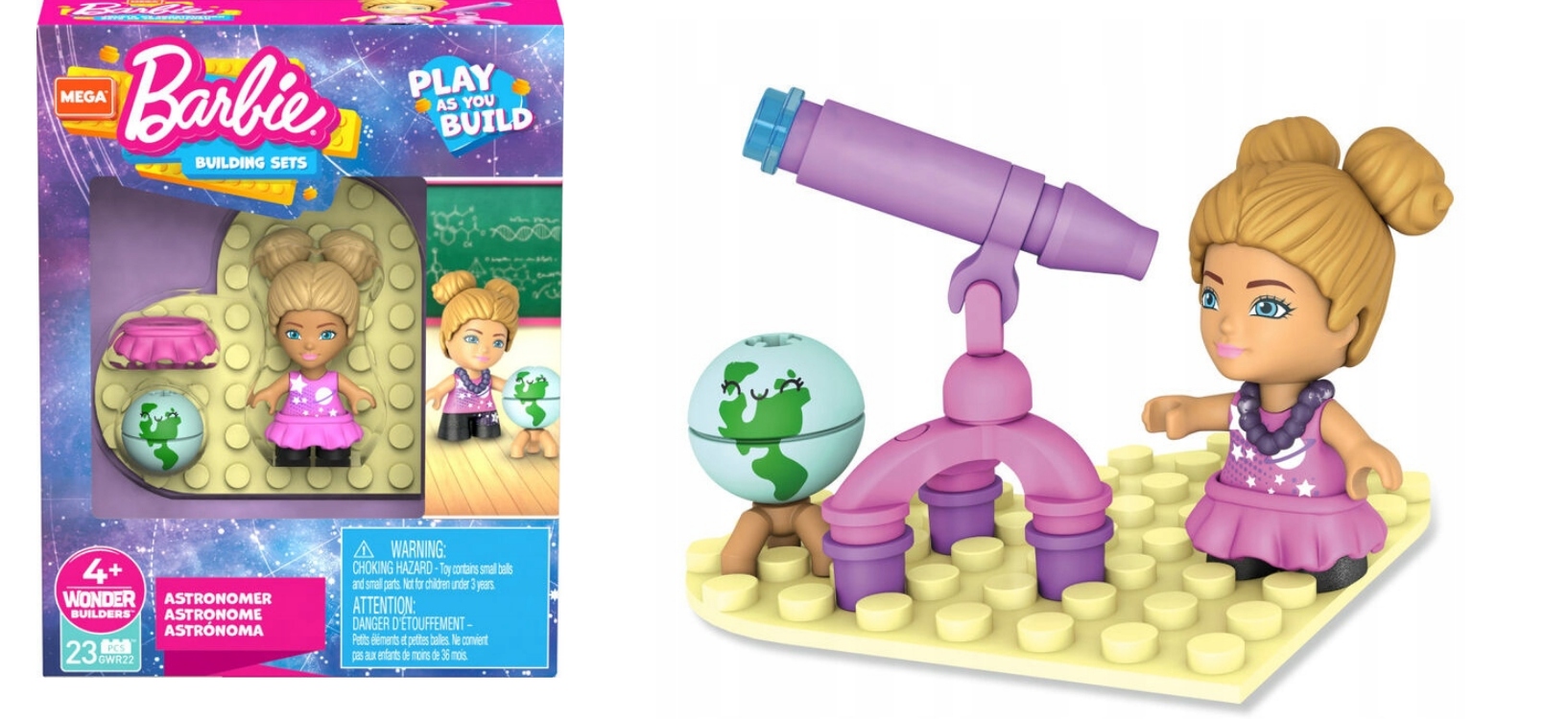 Klocki Barbie Mega Bloks Zestaw Astronomka Figurka Mattel GWR22 23008aae51d1a7a75affcc273b2185b1