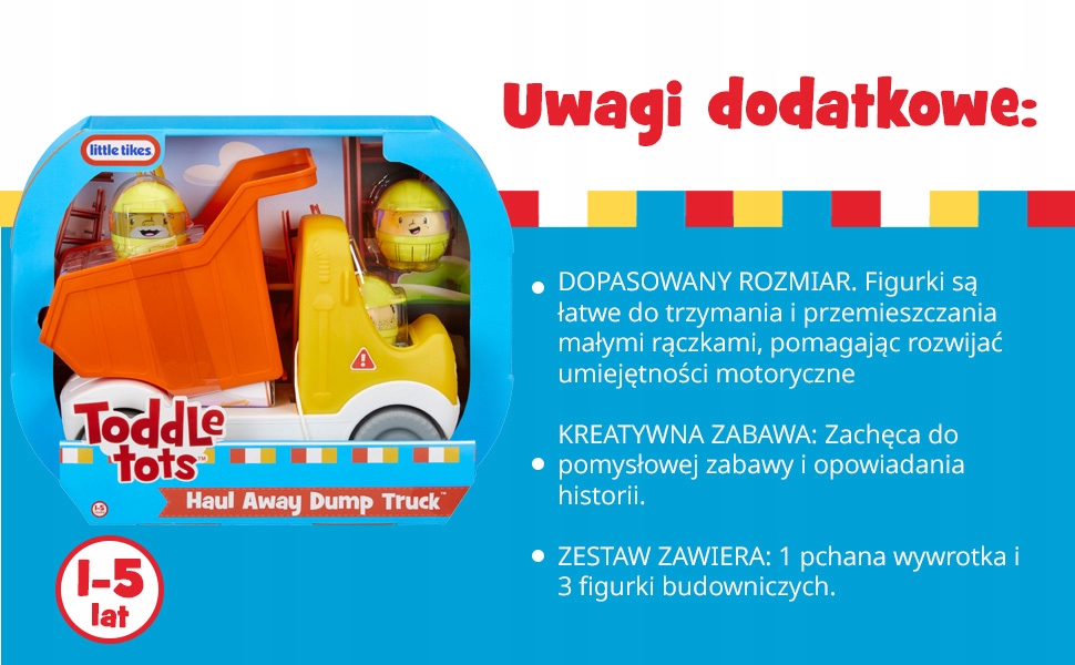 Little Tikes Toddle Tots WYWROTKA Zestaw Budowa +3 Figurki 12m+ dfd81cc05a8396771d2f5ab9f7ff35d8