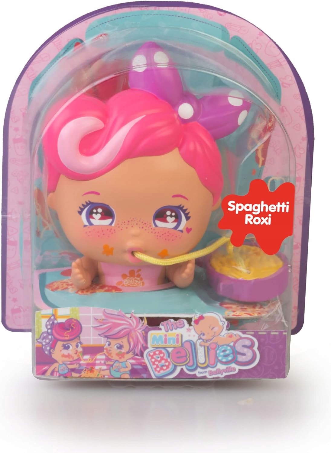 Lalka Bellies Mini ROXI SPAGHETTI Bobas Interaktywna Prezent dla 3 latki Bellies Mini Roxi Spaghetti Lalka Interaktywna