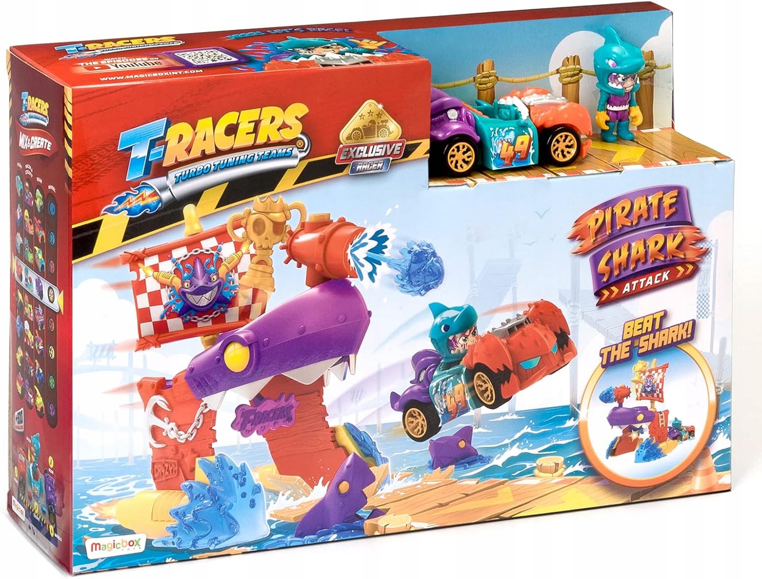 T-Racers Pirate Shark Attack Zestaw Statek Piracki Wyrzutnia Magic Box 3+ T-Racers Pirate Shark Attack