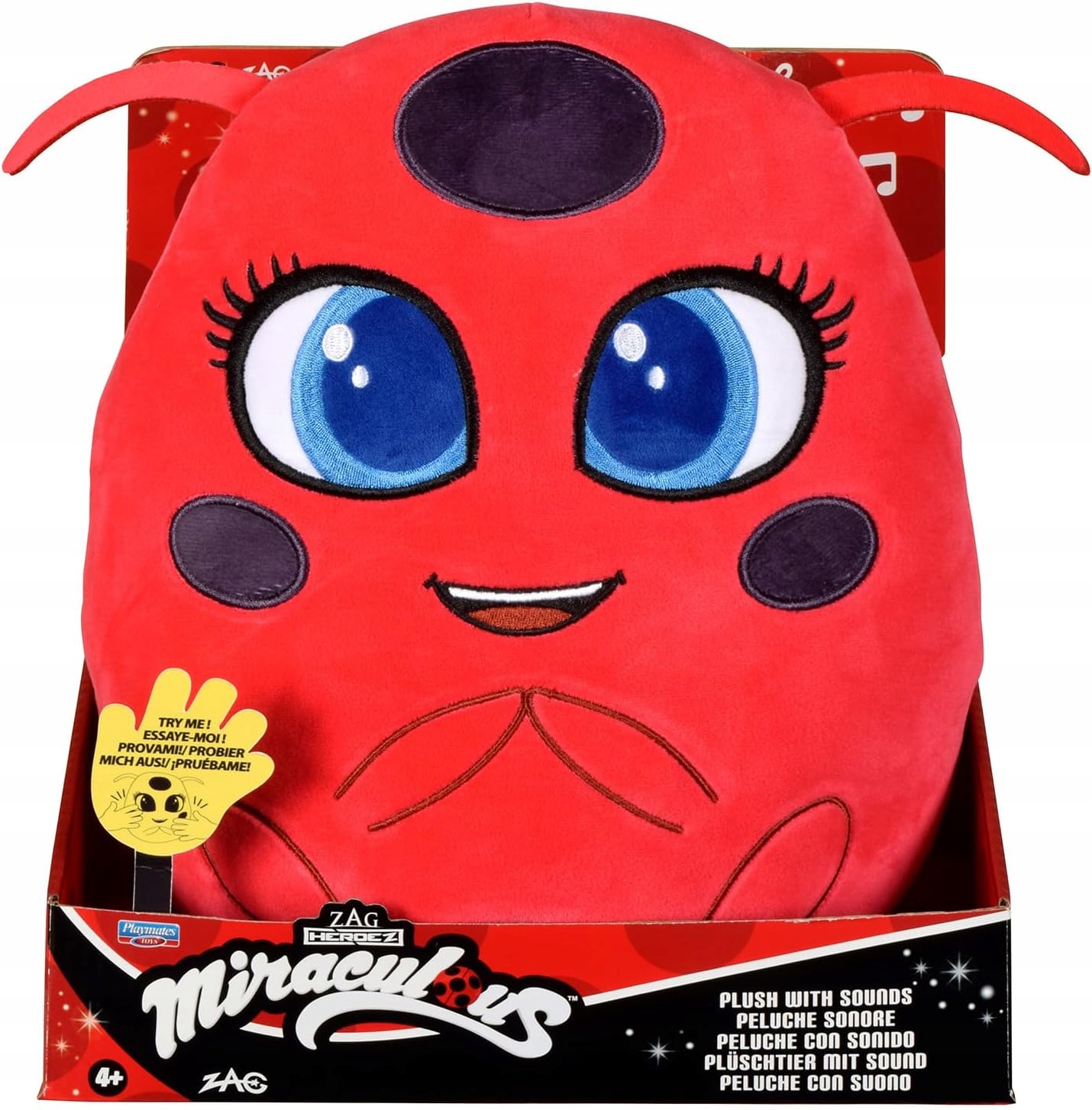 Bandai Biedronka i czarny kot dźwięk grająca pluszowa poduszka Biedronka i Czarny Kot grająca poduszka