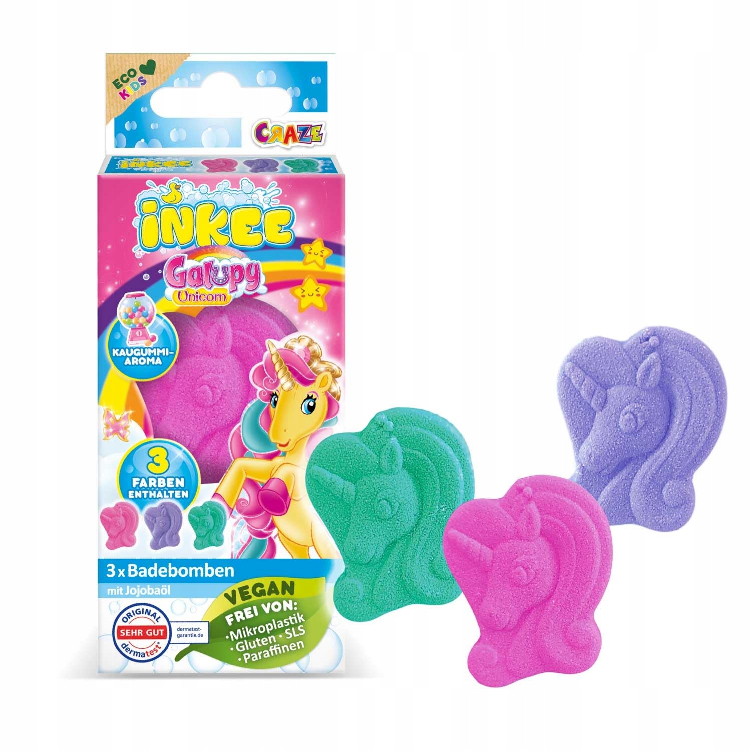 Craze INKEE Galupy Unicorn kule do kąpieli dla dzieci 3x15 g olejek jojoba 6786b0c6e7c579a8c1ccda0dd31547f6