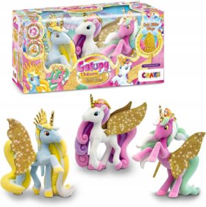 Galupy Unicorn zestaw 3 figurki jednorożce z kryształami Swarovski złote skrzydła Craze