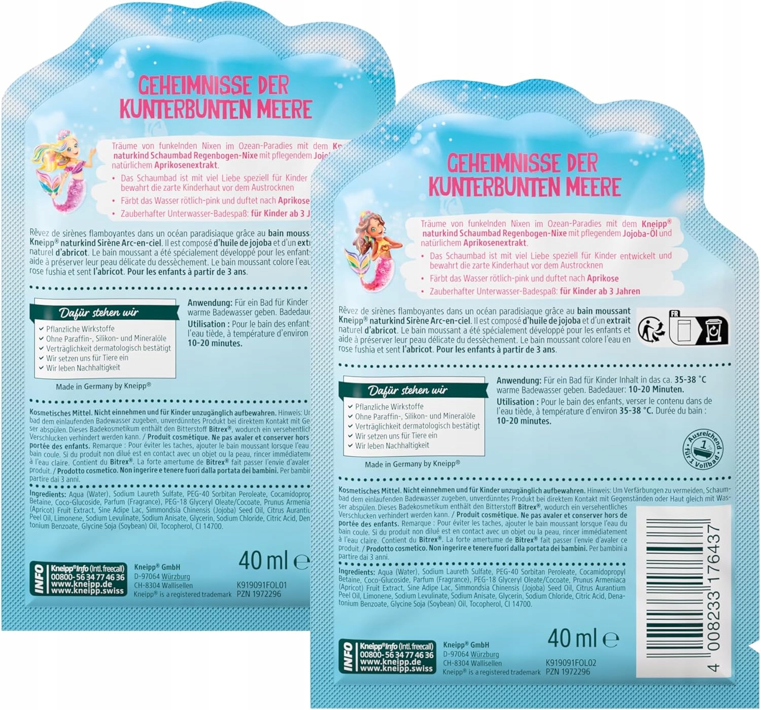 Płyn do kąpieli Syrenka Zapach Morela Barwi wodę Bąbelki Kneipp Naturkind 494be2d82299545f641e46e099d738a4