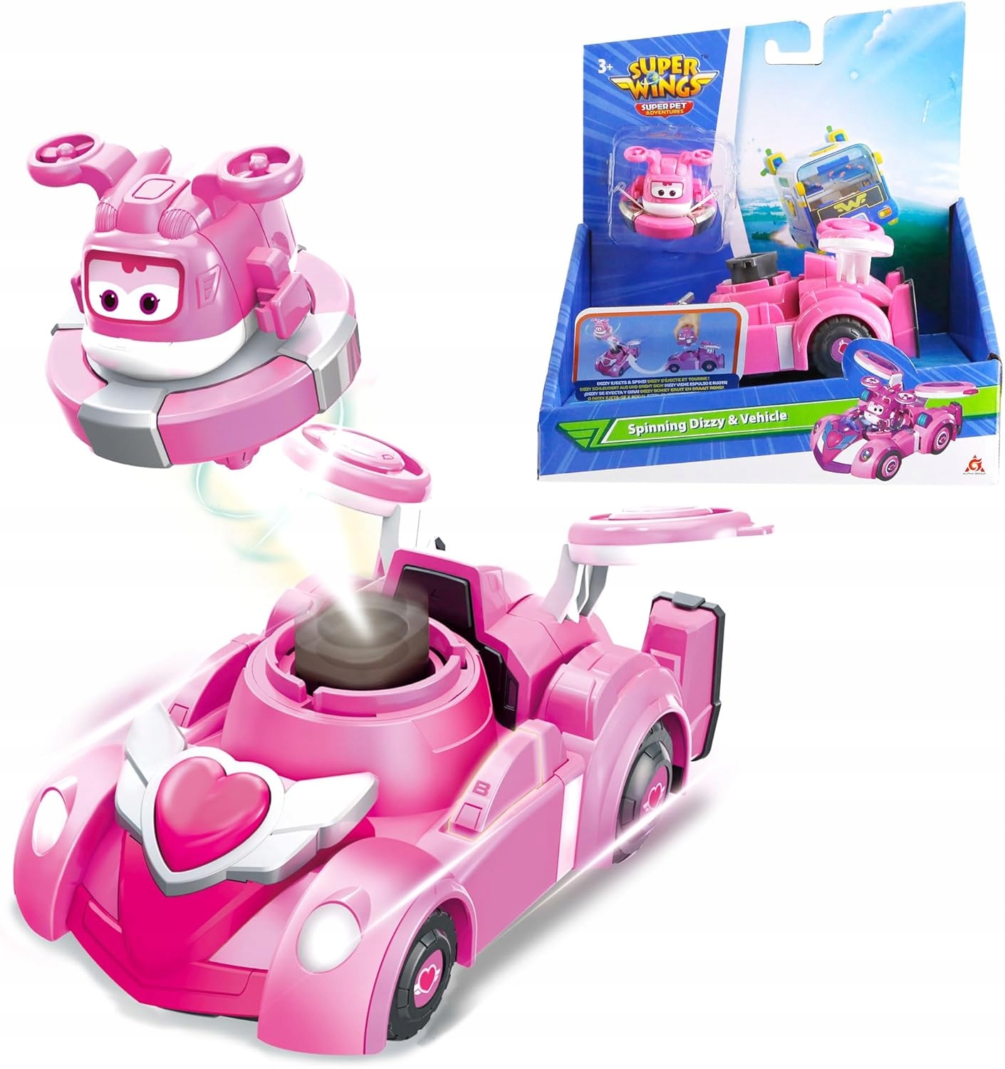 SUPER WINGS Dizzy Frunia Figurka Autko Katapulta 2w1 Bączek Super Wings Dizzy Frunia Figurka Autko