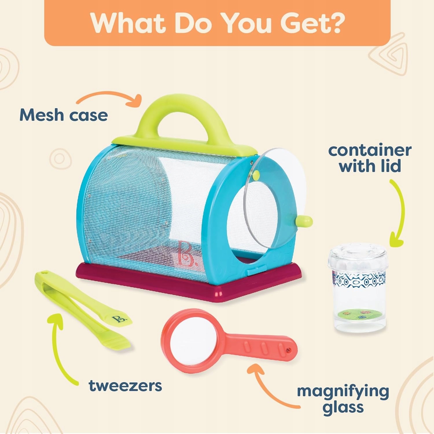 B.Toys Zestaw do łapania owadów obserwacji DOMEK LUPA Pęseta Siatka PREZENT 164649fbdd20854c288f605761b9165f