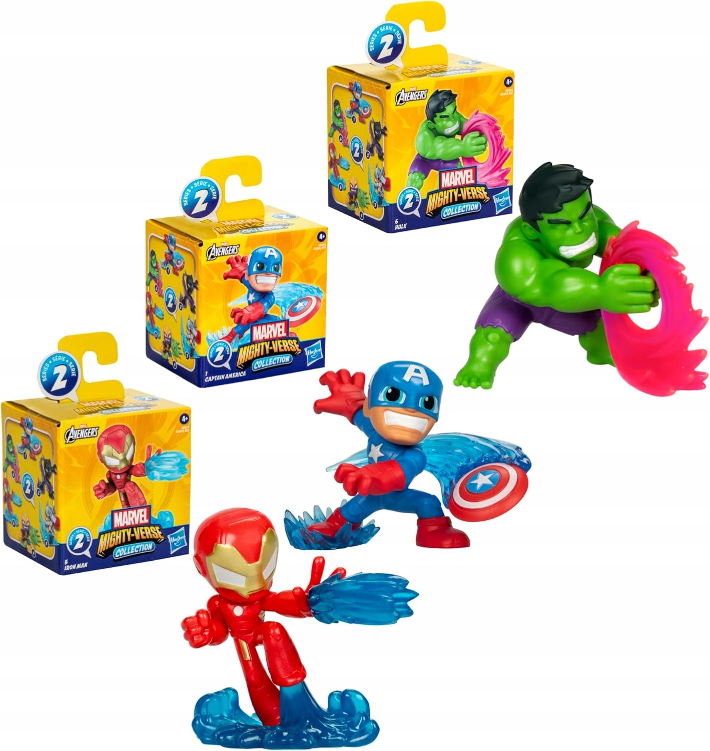Marvel Avengers Mighty-Verse 3 figurki superbohaterów Hulk Iron Man Hasbro Marvel Avengers Mighty-Verse Hasbro zestaw 3 figurki Iron Man Hulk