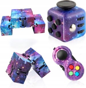 Zestaw 3 sztuk Kostka antystresowa Fidget Pad Cube gadżet sensoryczny