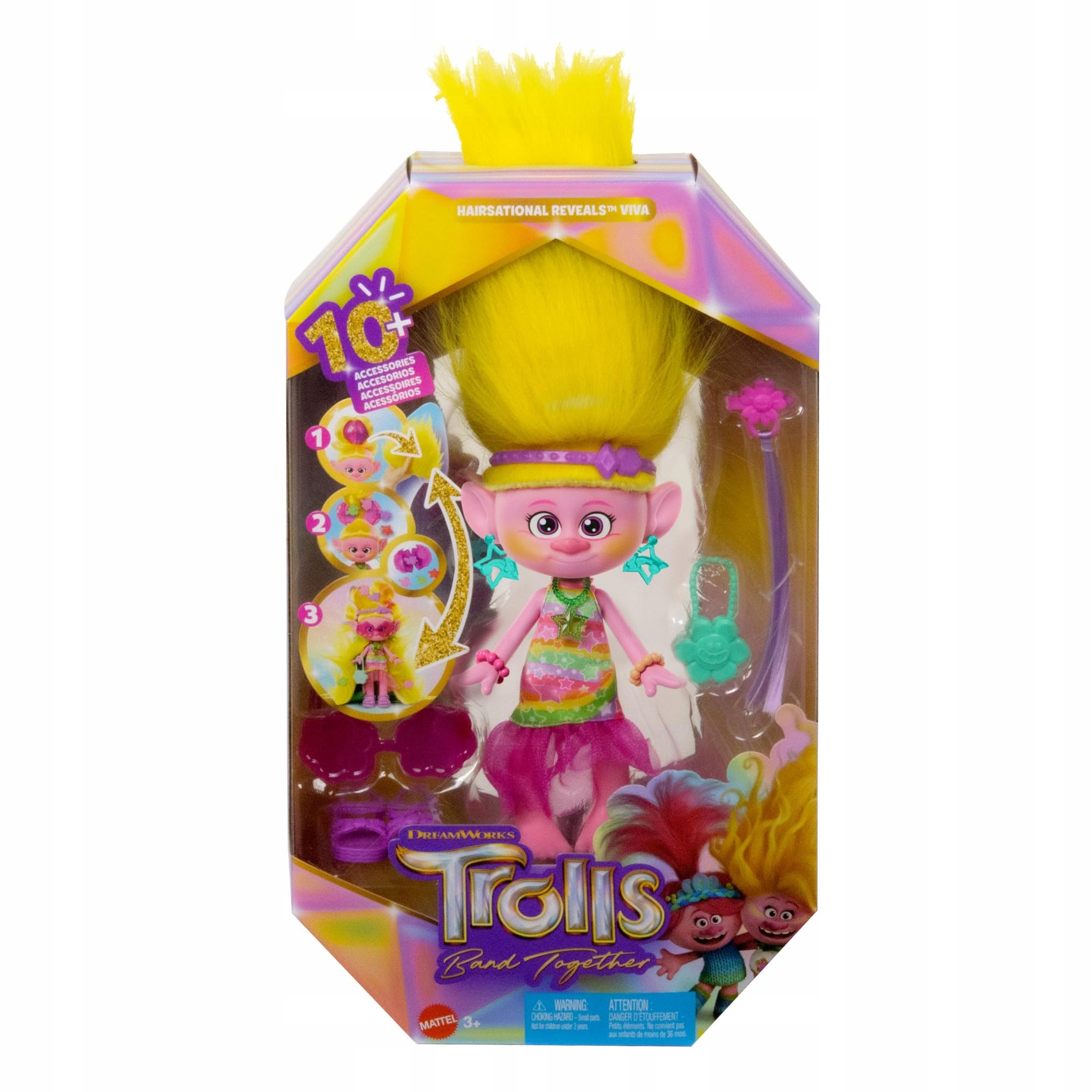 Mattel Trolls Hairsational Reveal Viva lalka wyczesane niespodzianki HNF17 1d23e818cb935901d81896d5ff1a51e6