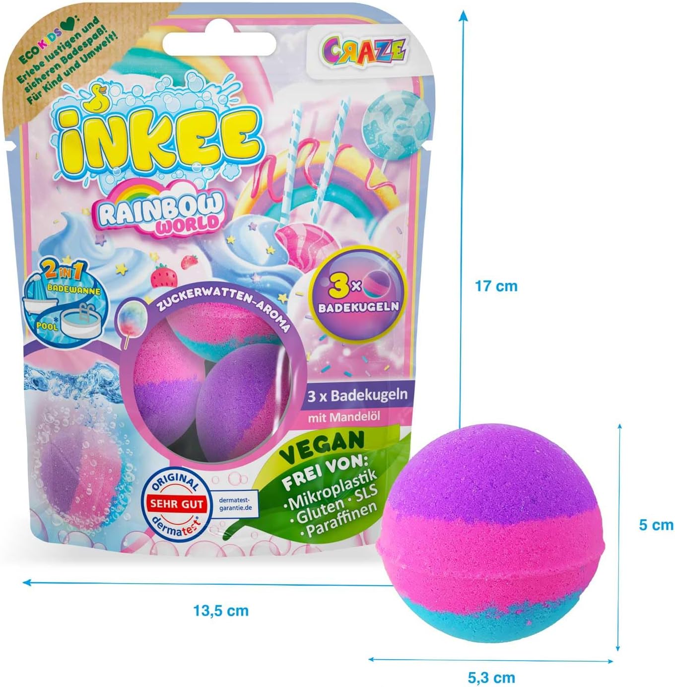 INKEE Color Rainbow World 3 kule do kąpieli pachnące dla dzieci zestaw dbf5234d971300bd4767b130151d8940